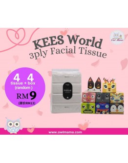 【Ready Stock】KEES World 3-ply Soft Facial Tissue (4packs + 4 random box)